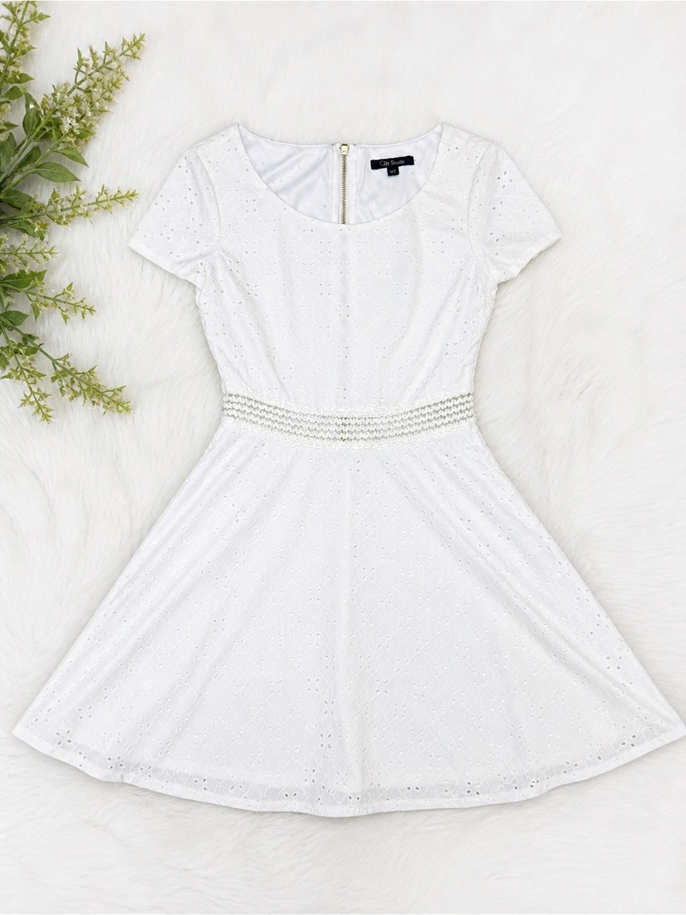 City Studio White Eyelet Mini Dress